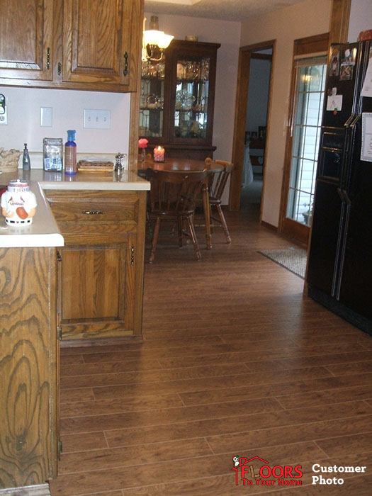 A customer photo of their installed Cumberland Falls Tennessee Farmhouse Laminate Flooring